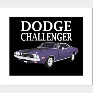 dodge challenger 1970 dark blue Posters and Art